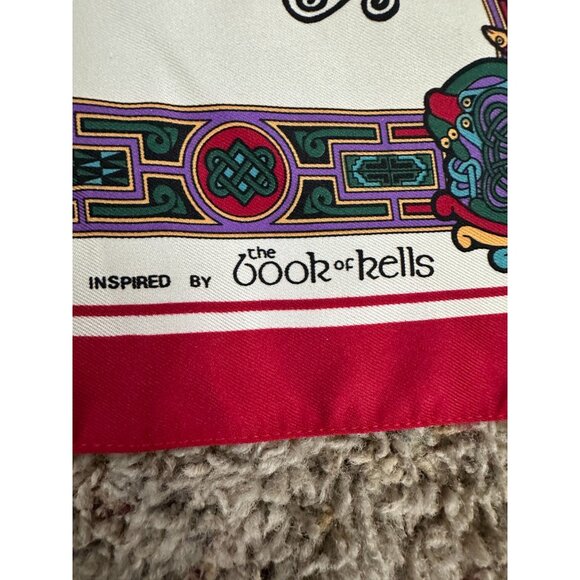 Celtic Design Square Scarf 100% Polyester Red/White inspired by book of Kells - Picture 6 of 9